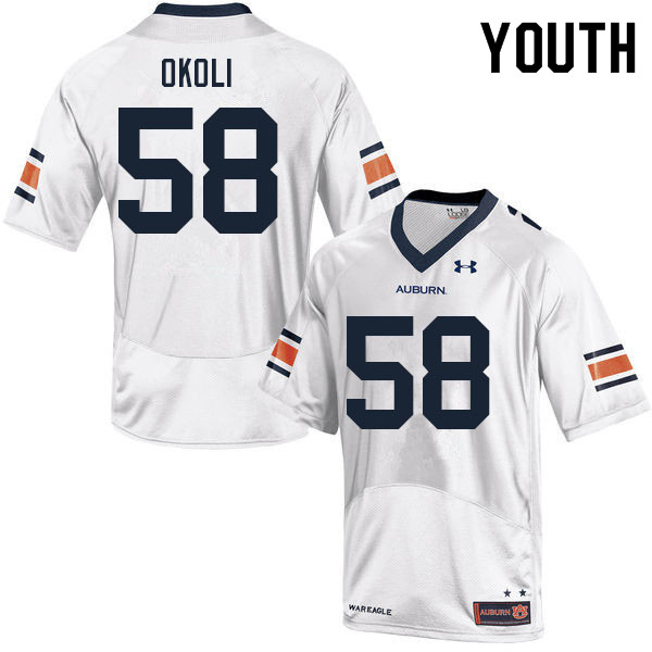 Youth #58 Tobechi Okoli Auburn Tigers College Football Jerseys Sale-White
